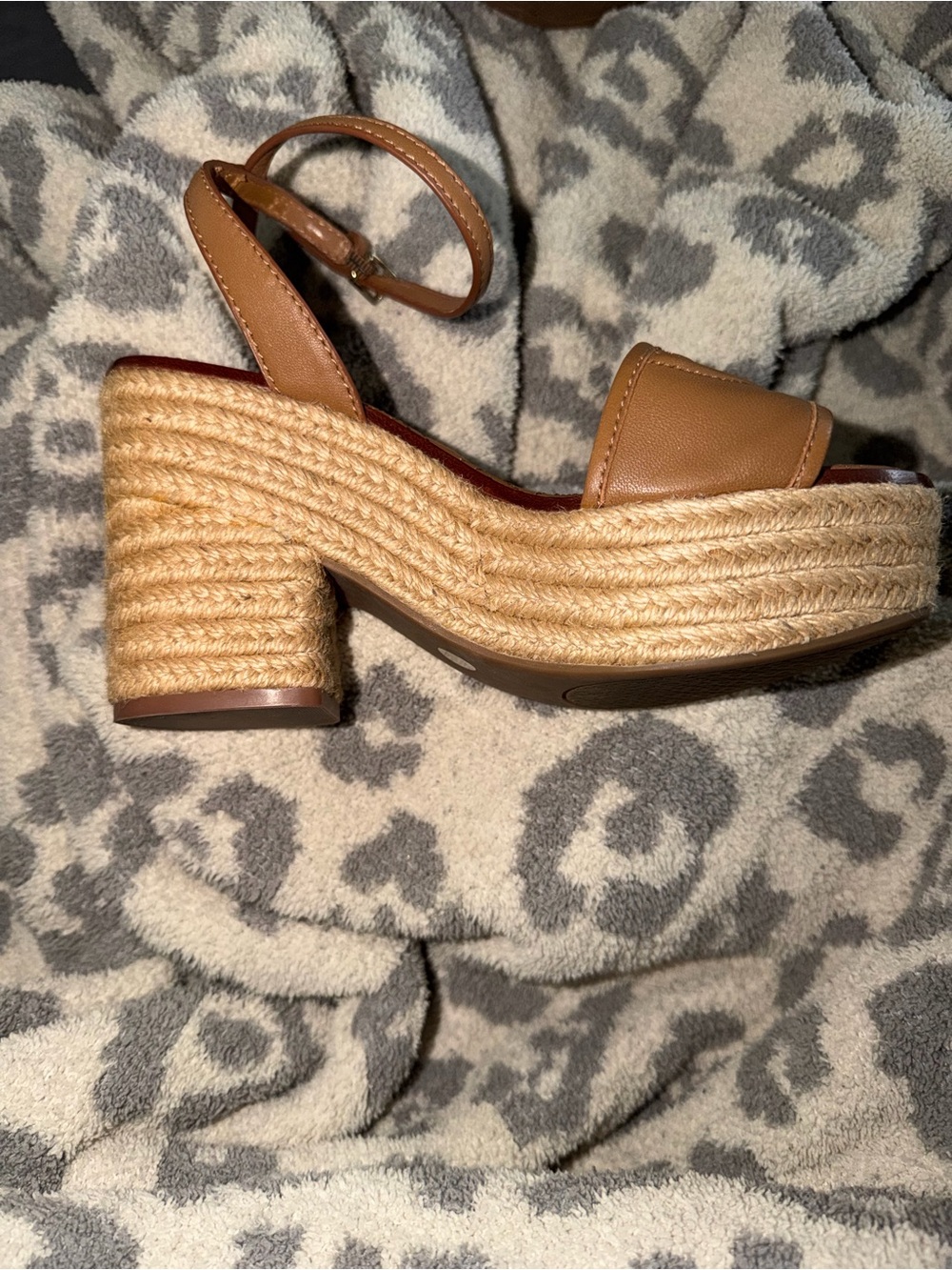 Tory Burch Tan Leather Espadrille Wedge Sandals - Picture 12 of 13